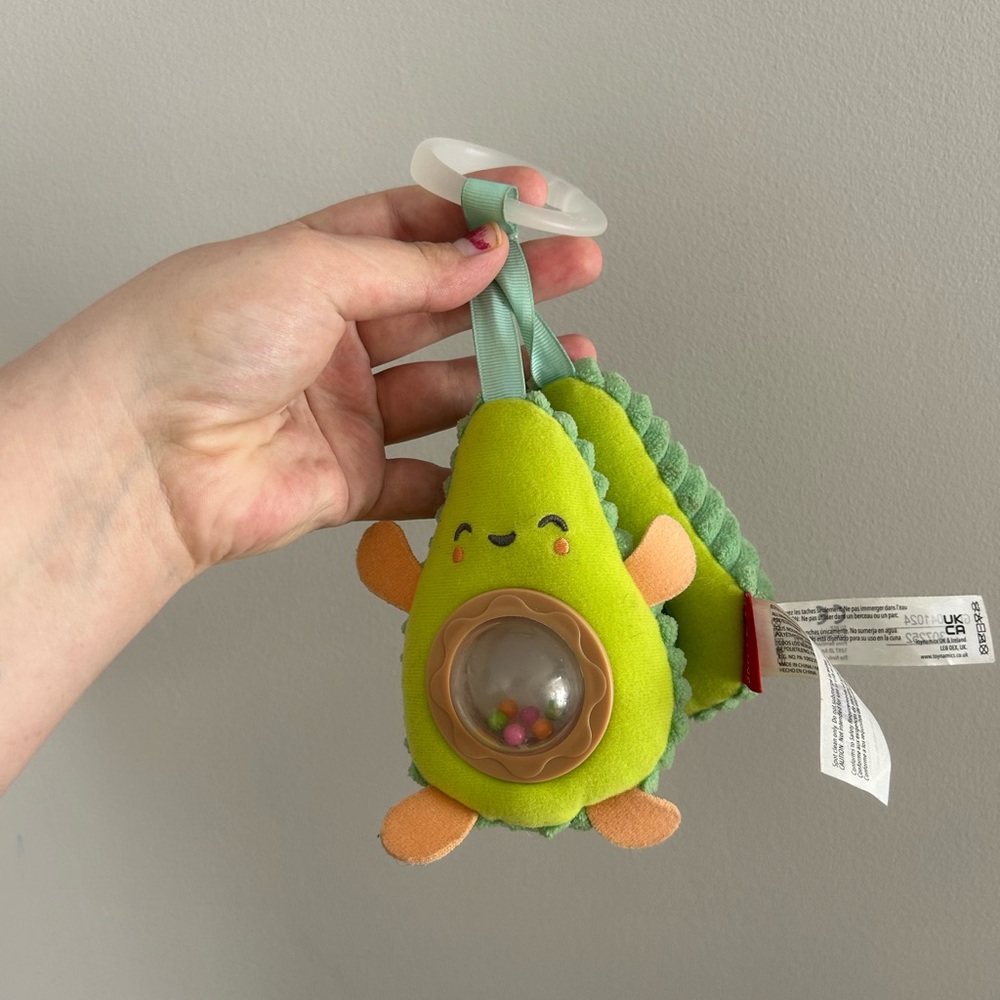 (3/$20) Skip Hop Avocado Baby fabric plus rattle hang Toy